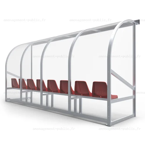 Abri de touche monobloc 8 sièges baquet 